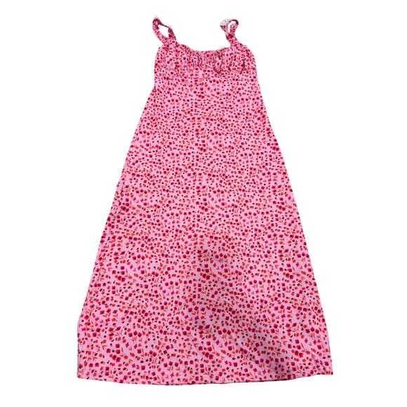 Commense Cami Floral Bohemian Vacation Stretch Cottage Midi Dress Pink Large - Picture 3 of 6